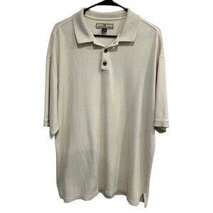 Tommy Bahama XL Mens Silk & Cotton Polo Shirt Beige Short Sleeve
